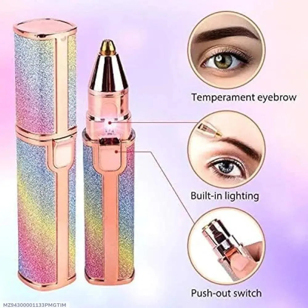2-in-1 Professional Rechargeable Eyebrow Trimmer & Facial Hair Remover - Glitter Edition