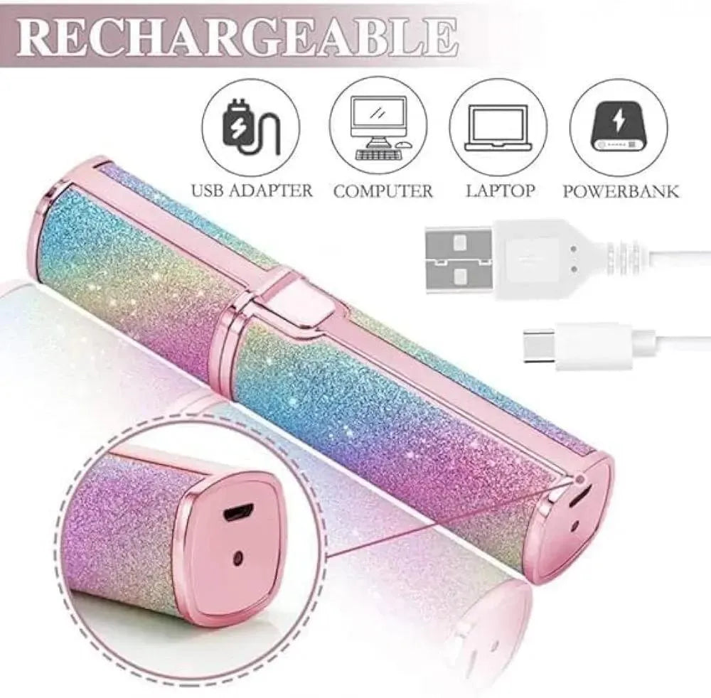 2-in-1 Professional Rechargeable Eyebrow Trimmer & Facial Hair Remover - Glitter Edition