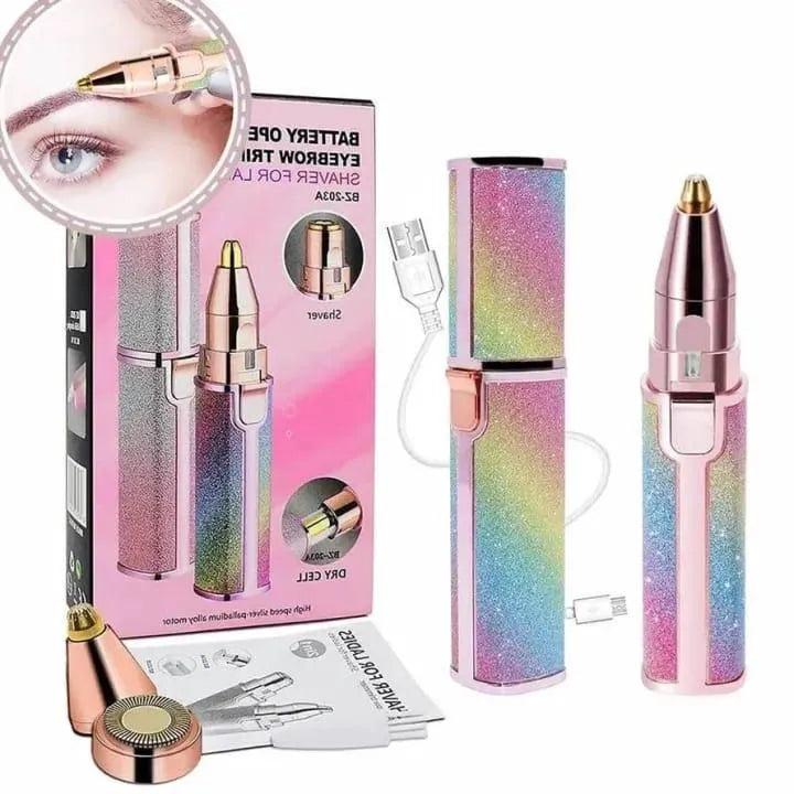 2-in-1 Professional Rechargeable Eyebrow Trimmer & Facial Hair Remover - Glitter Edition