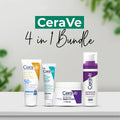 CeraVe 4-in-1 Complete Skincare Bundle – Hydrating Sunscreen, Foaming Cleanser, Night Cream & Retinol Serum