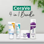 CeraVe 4-in-1 Complete Skincare Bundle – Hydrating Sunscreen, Foaming Cleanser, Night Cream & Retinol Serum
