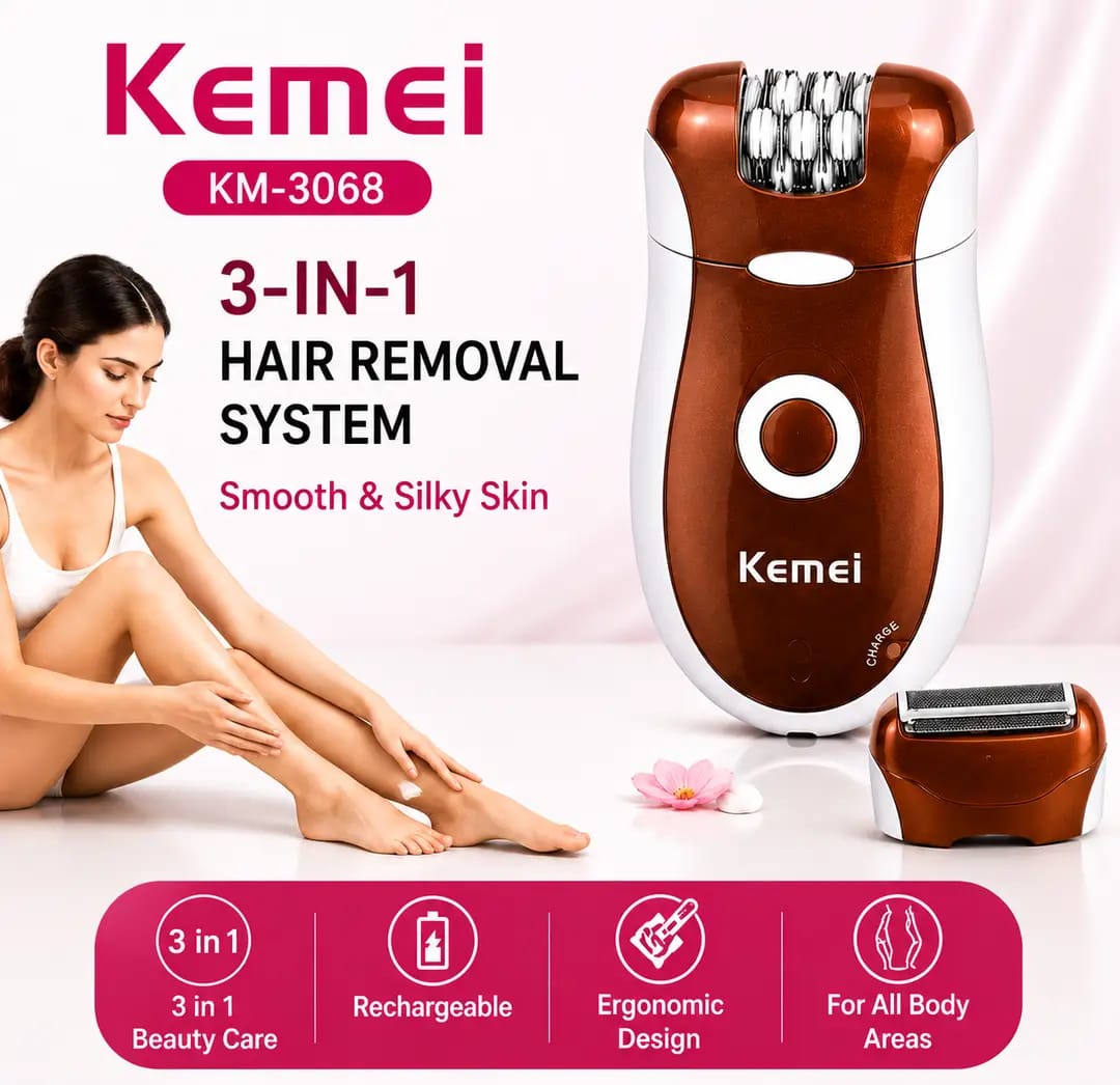 Kemei 3-in-1 Hair Removal System – Epilator, Shaver & Trimmer