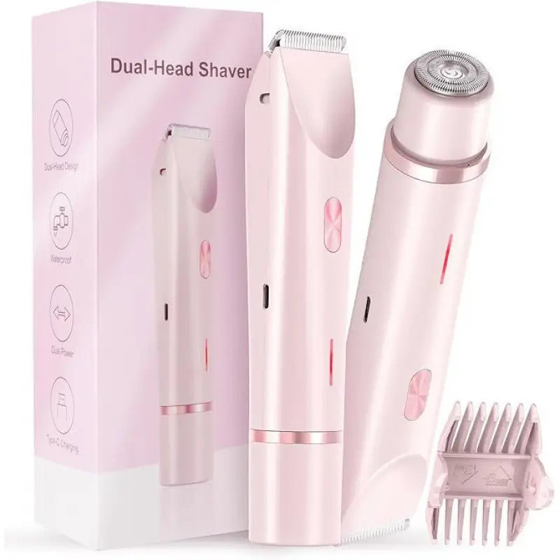 2-in-1 Dual Head Electric Shaver & Facial Hair Trimmer for Women - Rechargeable & Waterproof