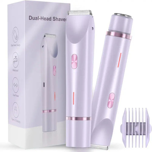 2-in-1 Dual Head Electric Shaver & Facial Hair Trimmer for Women - Rechargeable & Waterproof